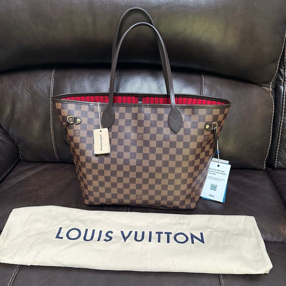 Louis Vuitton Neverfull Damier Ebene Red Interior